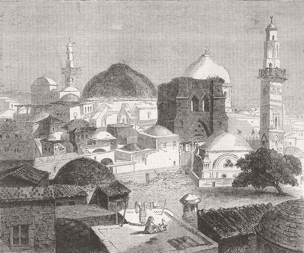 ISRAEL. Jerusalem, Cupola of Holy Sepulchre church 1862 old antique print