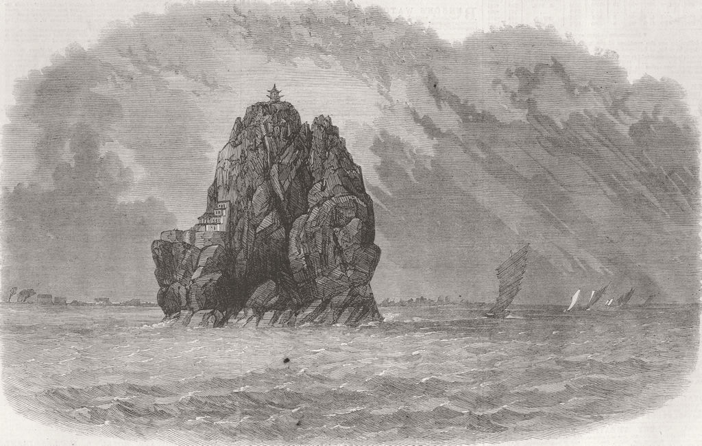 CHINA. Little Orphan Rock, river Yang-Tze-Kiang 1864 old antique print picture