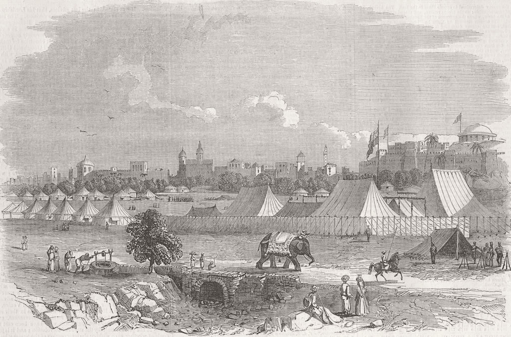 INDIA. Camp of Gov-General, Delhi 1864 old antique vintage print picture