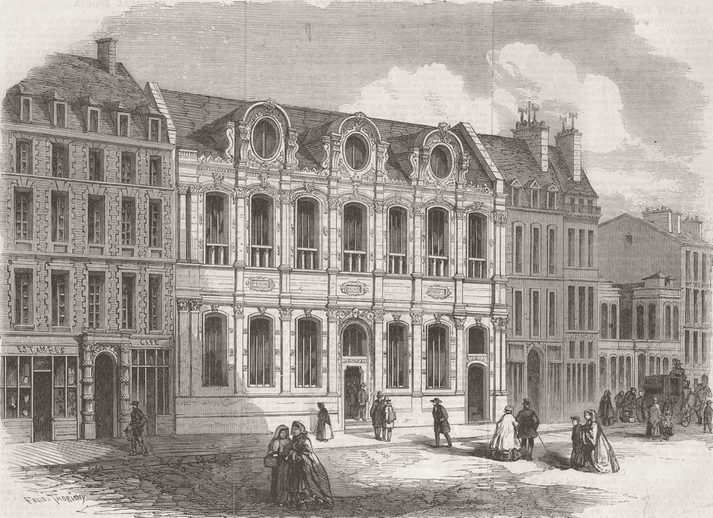 FRANCE. New Façade of School Fine Arts, Paris 1861 old antique print picture
