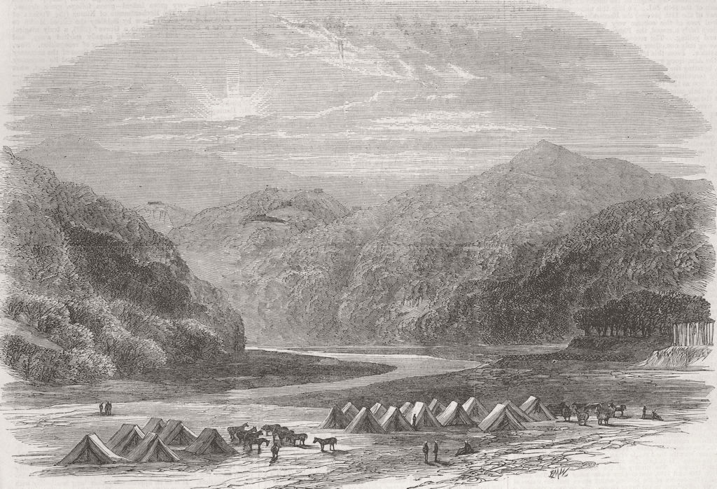 Associate Product BHUTAN. Duar War. Bala Pass, British forces 1865 old antique print picture