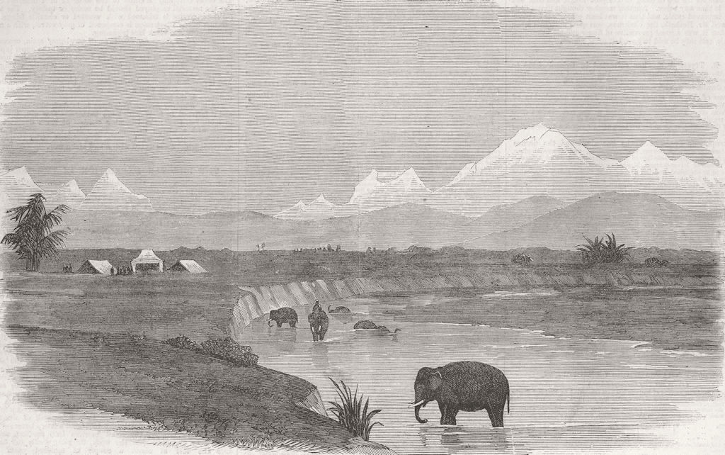 BHUTAN. Duar War. approach to Himalayas, Julpigoree 1865 old antique print