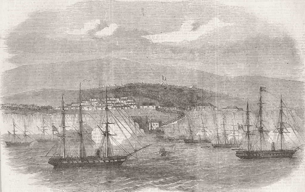 PERU. Islay, HQ of General Viranco 1857 old antique vintage print picture