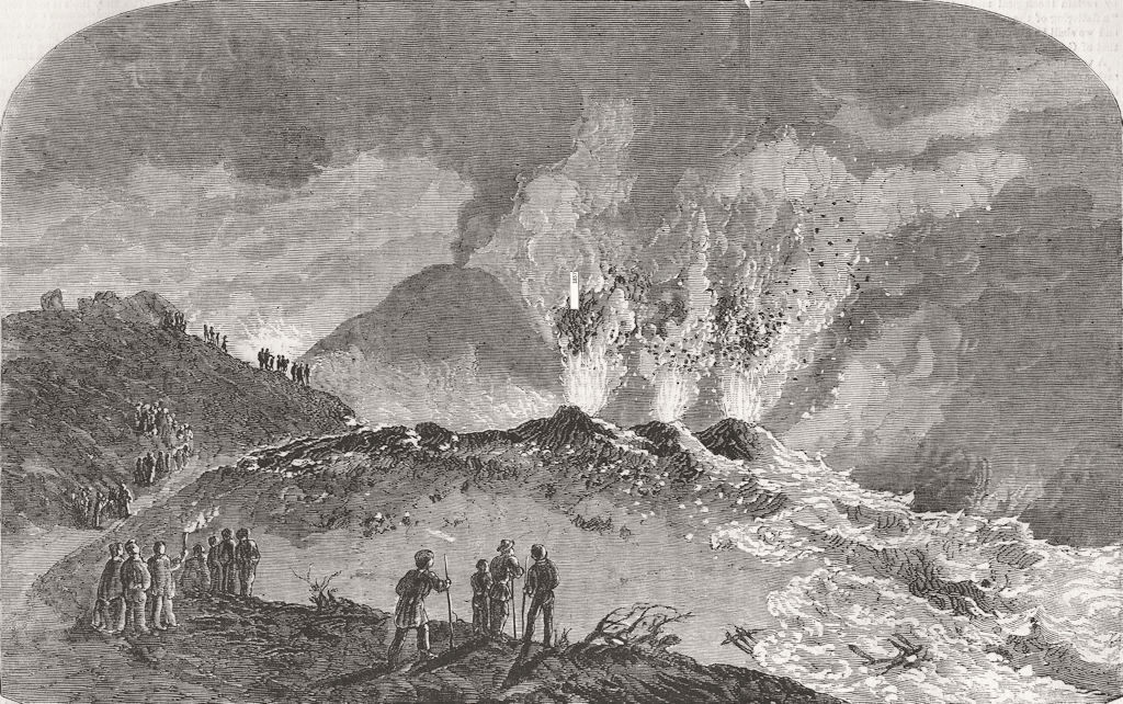 ITALY. Vesuvius Eruption-Mouirs of lava stream 1858 old antique print picture