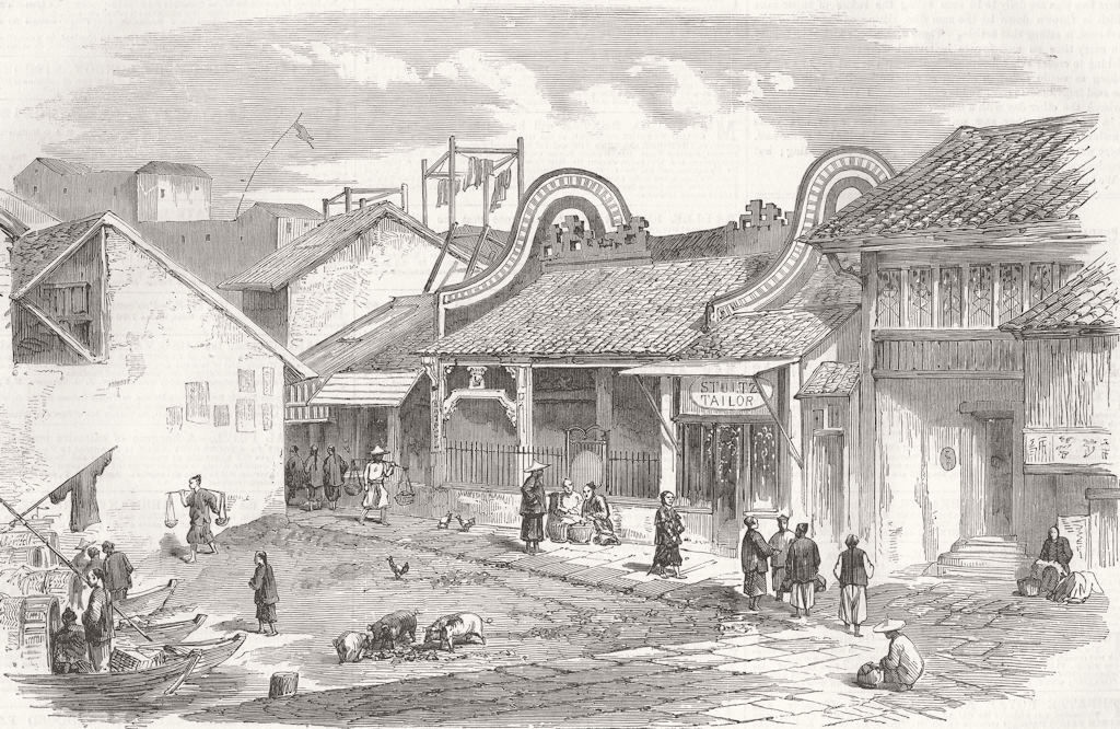 Associate Product CHINA. Opium Wars. Cum-fa-Mew landing Place, Honan 1858 old antique print
