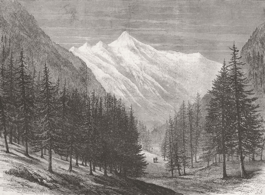 SWITZERLAND. Bernina Glacier, nr Pontresina  1882 old antique print picture