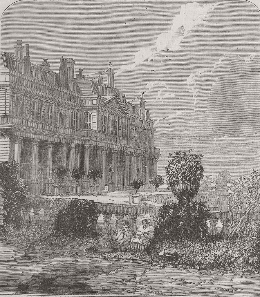 FRANCE. Château de St-Cloud. garden front 1870 old antique print picture