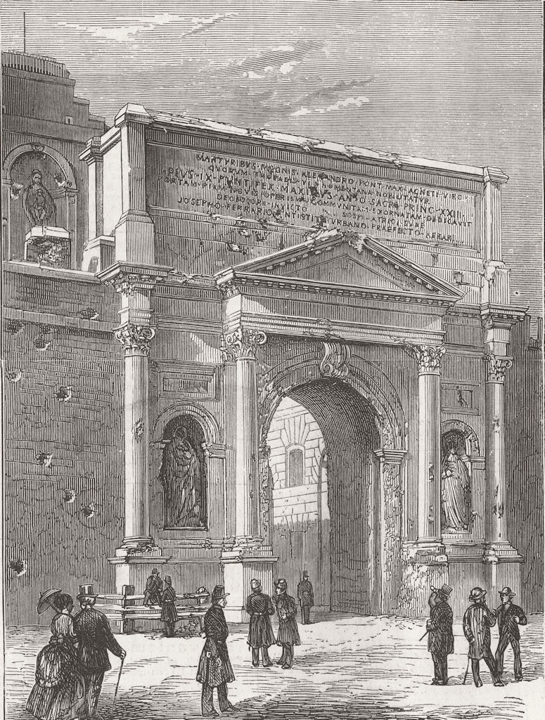 ITALY. Entry of Italians into Rome. Porta Pia 1870 old antique print picture