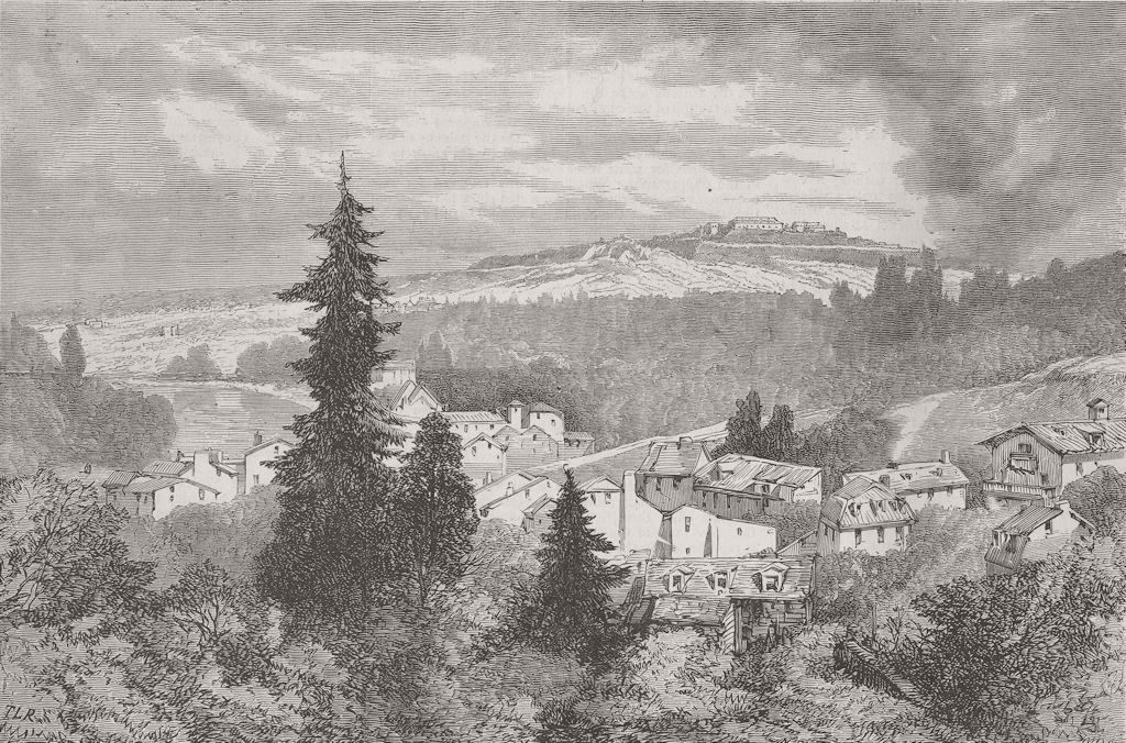 FRANCE. Ft Mont-Valérien from Gerome’s studio 1870 old antique print picture
