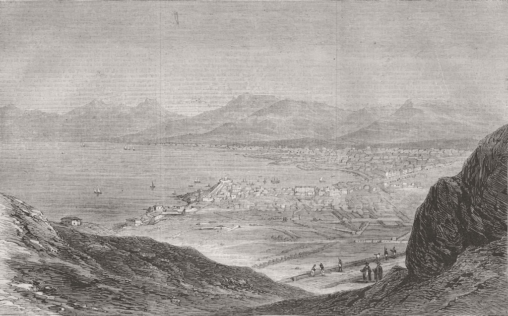 ITALY. Palermo, from Mount Pellegrino 1860 old antique vintage print picture