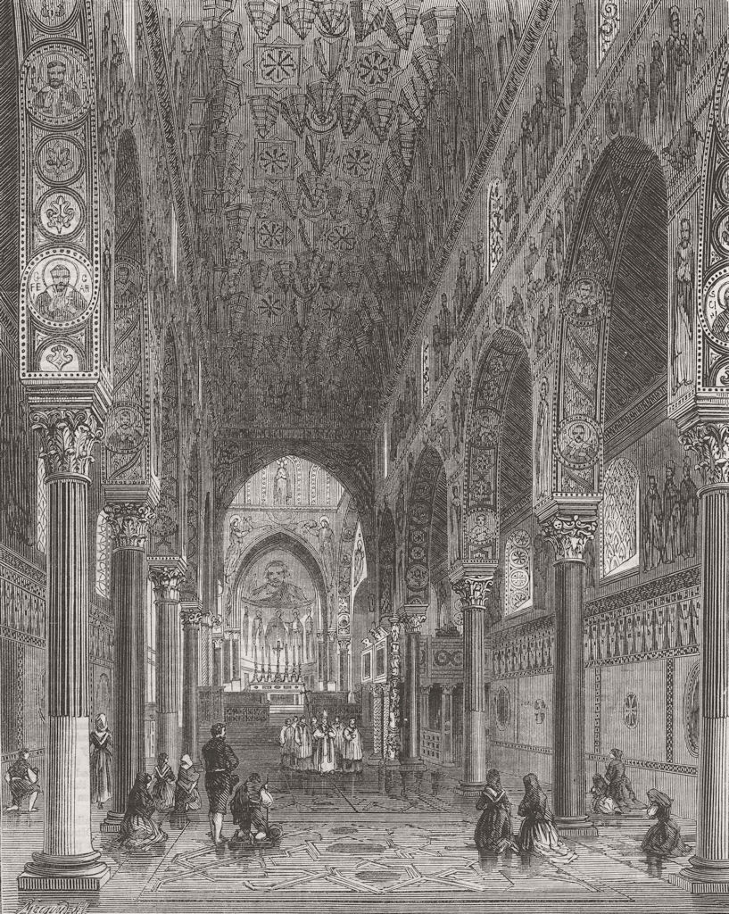ITALY. Chapel Royal, Palermo 1860 old antique vintage print picture