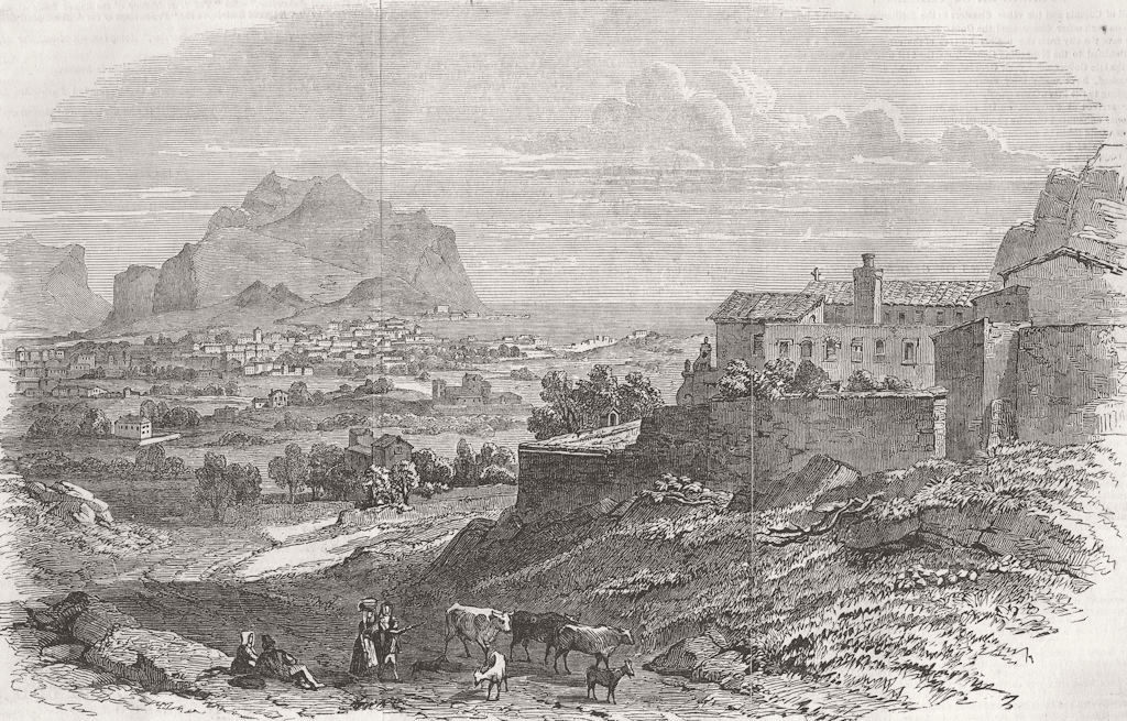 ITALY. Palermo 1849 old antique vintage print picture