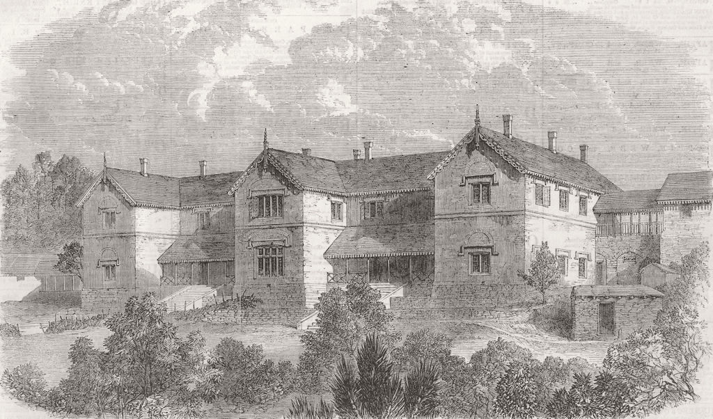 PAKISTAN. Lawrence asylum, Murree, Himalayas 1863 old antique print picture