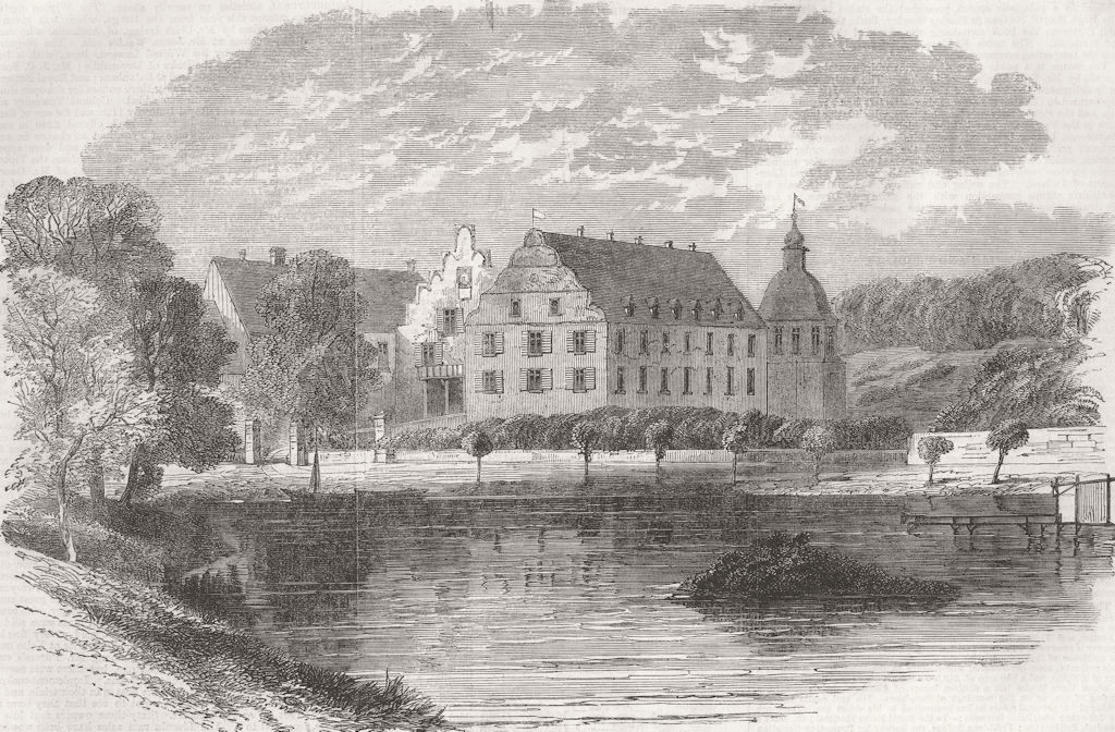 GERMANY. Kranichstein, near Darmstadt 1863 old antique vintage print picture