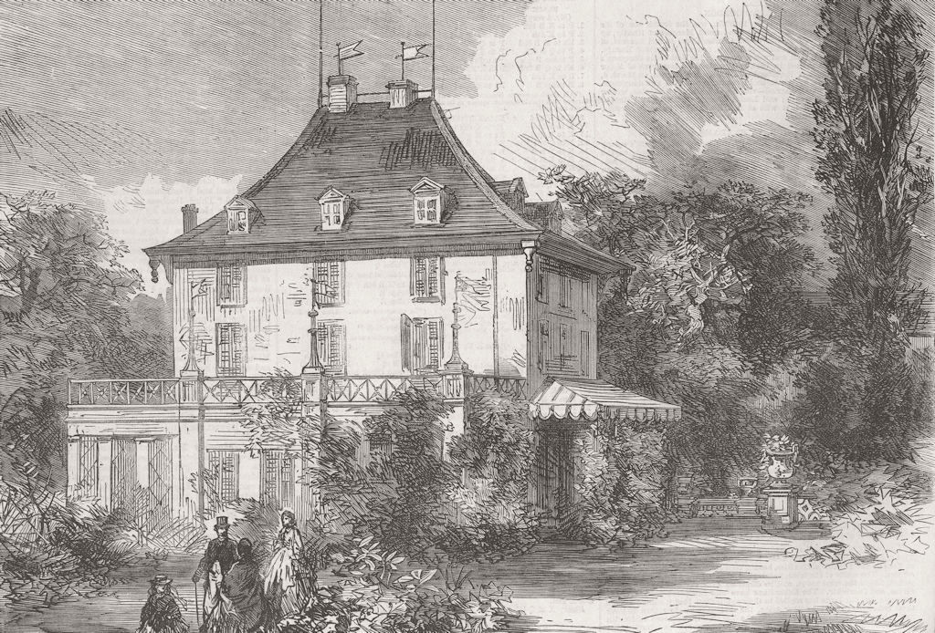 SWITZERLAND. Arenenberg Chateau, Napoleon III House 1865 old antique print