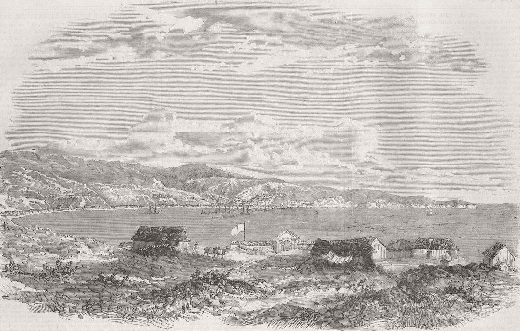 CHILE. The Bay of Valparaiso 1859 old antique vintage print picture