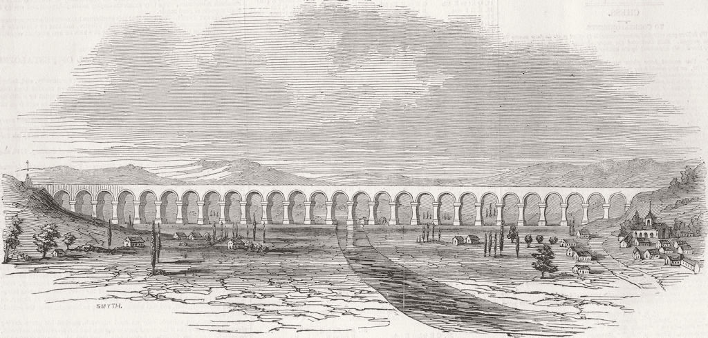 Associate Product ROUEN. Gt Viaduct of Barentin, Havre Railway 1846 old antique print picture