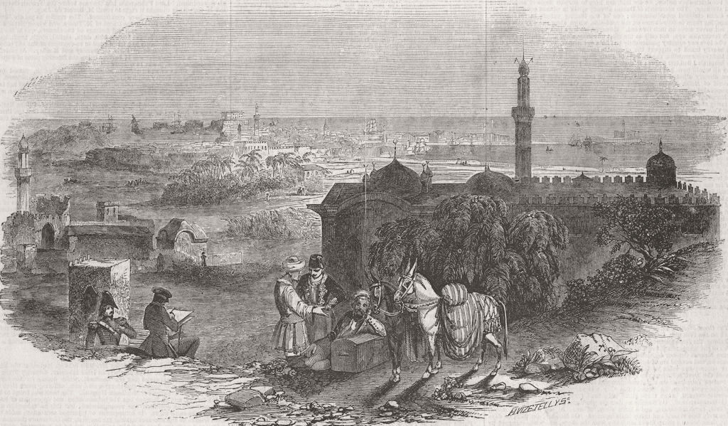 EGYPT. Foreign corn ports, Alexandria 1846 old antique vintage print picture