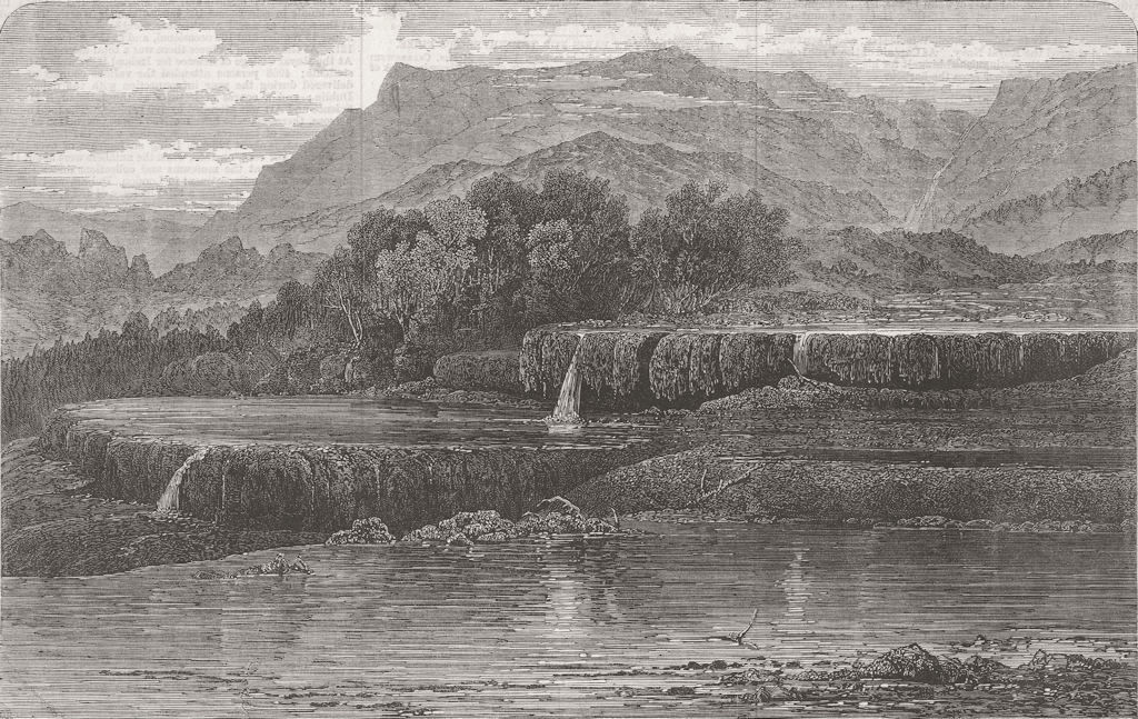 NEW ZEALAND. Rock basin, Te Tarata 1868 old antique vintage print picture