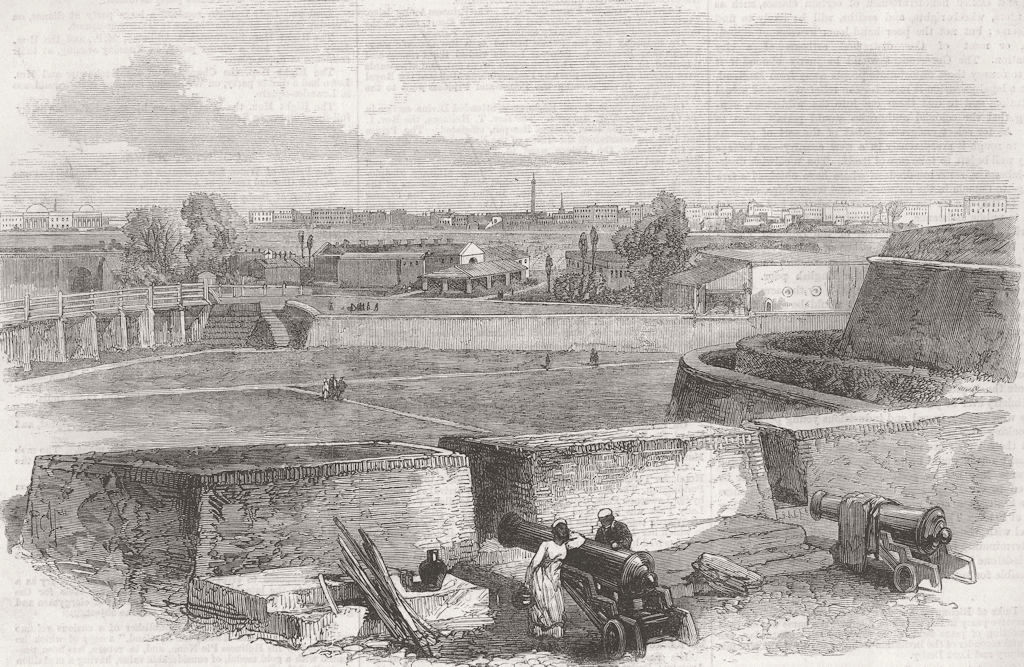 INDIA. Kolkata, from the Plassey Gate 1870 old antique vintage print picture