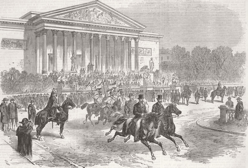 VICTOR NOIR. Funeral. Corps Legislatif Palace 1870 old antique print picture