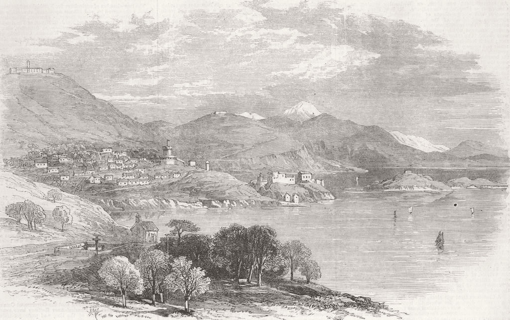 Associate Product DUBROVNIK. Dalmatia. View from Rd between & Gravoso 1870 old antique print