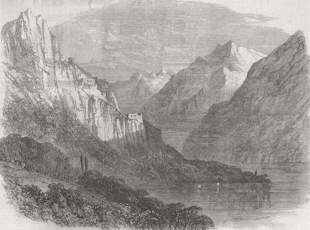 ITALY. Ft of Rocca D’Anfo, Lake Idro 1866 old antique vintage print picture