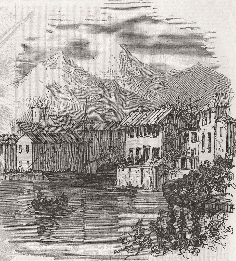 ITALY. HQ of Garibaldi, Salo, Lake Garda 1866 old antique print picture