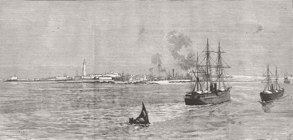 EGYPT. Alexandria, from sea 1882 old antique vintage print picture