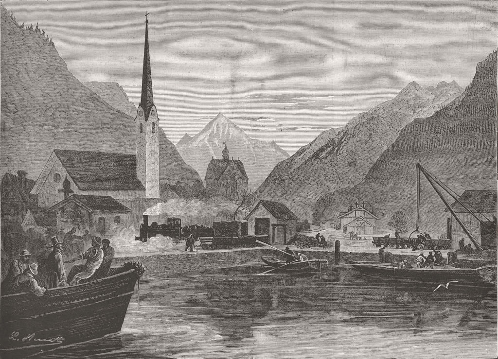 SWITZERLAND. St Gothard Railway. Lake of; cantons 1882 old antique print