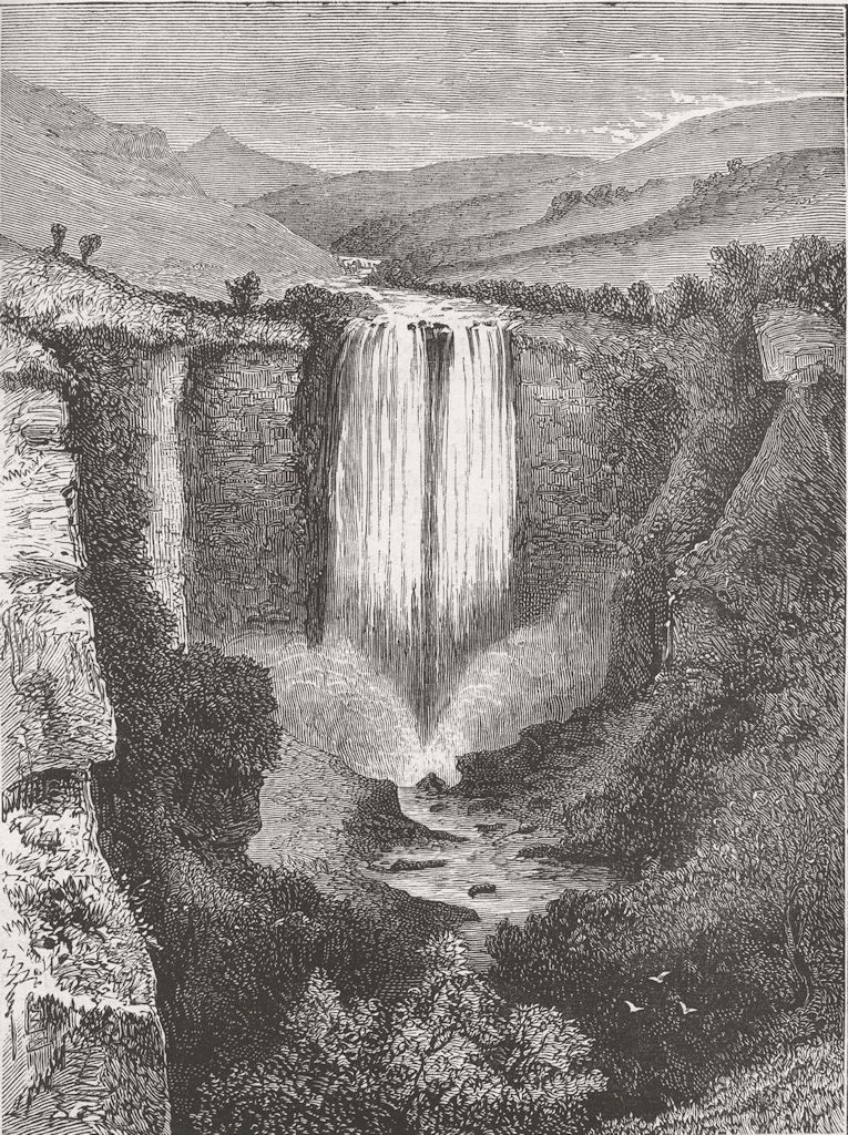 SOUTH AFRICA. Xhosa War. karkloof Waterfall 1879 old antique print picture