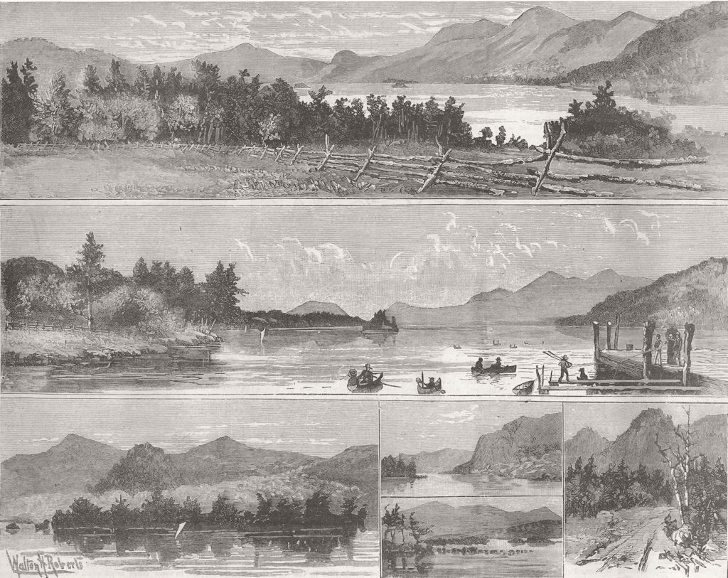 NEW YORK. Lake George 1885 old antique vintage print picture