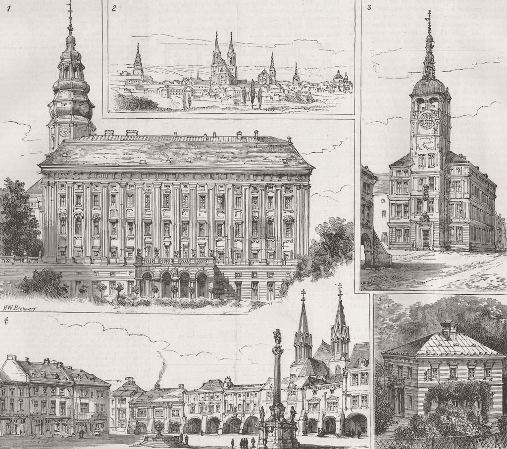 CZECH. Imperial mtg, Kroměříž 1885 old antique vintage print picture