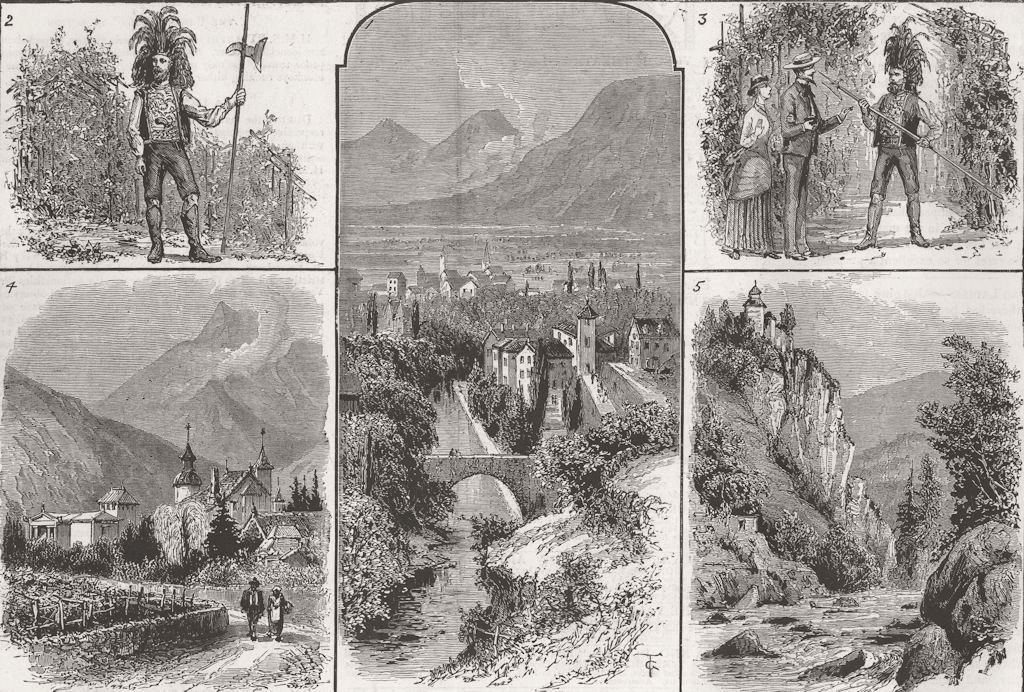 TYROL. Meran; Saltner, ; Zenoberg Castle 1885 old antique print picture