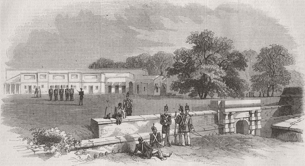 INDIA. Gateway of Ft William, Kolkata 1857 old antique vintage print picture