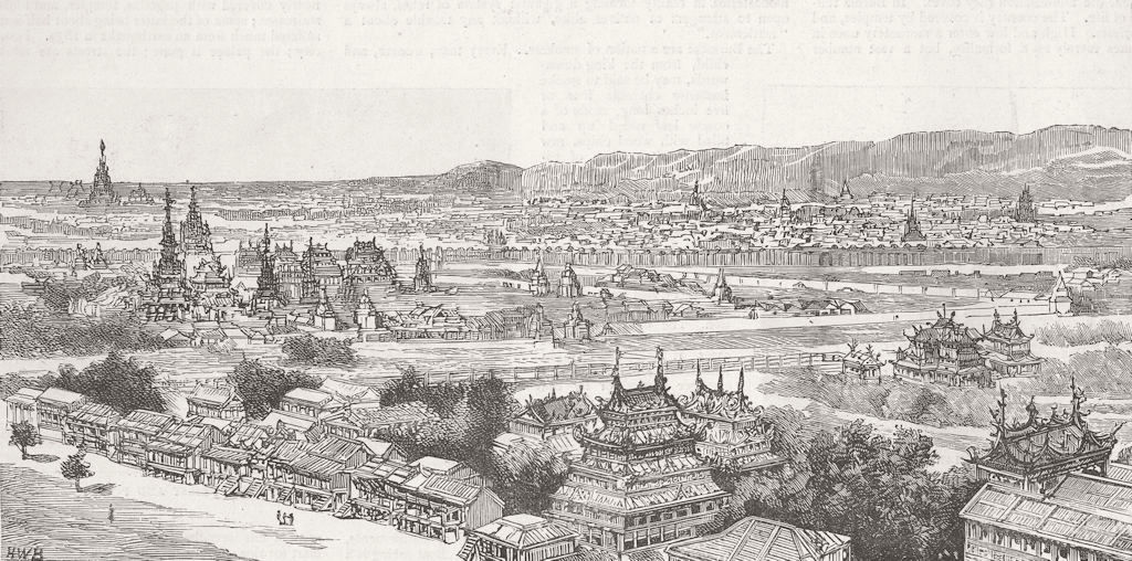 BURMA. View of Mandalay 1885 old antique vintage print picture