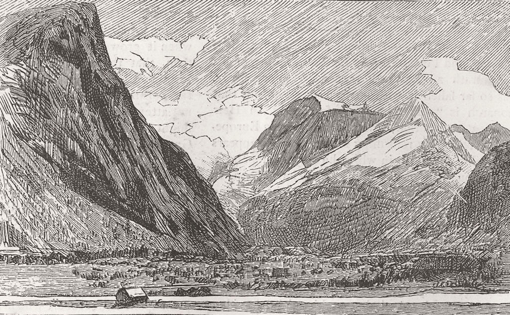 NORWAY. Siradalen valley, head of Eikisfjordseren 1885 old antique print