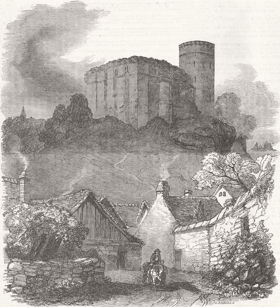 FALAISE. William Conqueror statue. castle, birthplace 1851 old antique print