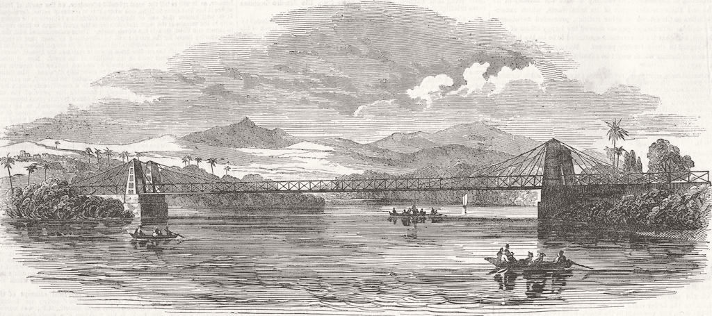 JAMAICA. Iron bridge across Martha Brae, Falmouth  1851 old antique print