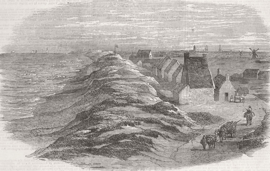 FRANCE. Landing the telegraph cable, Sangatte, Calais 1851 old antique print