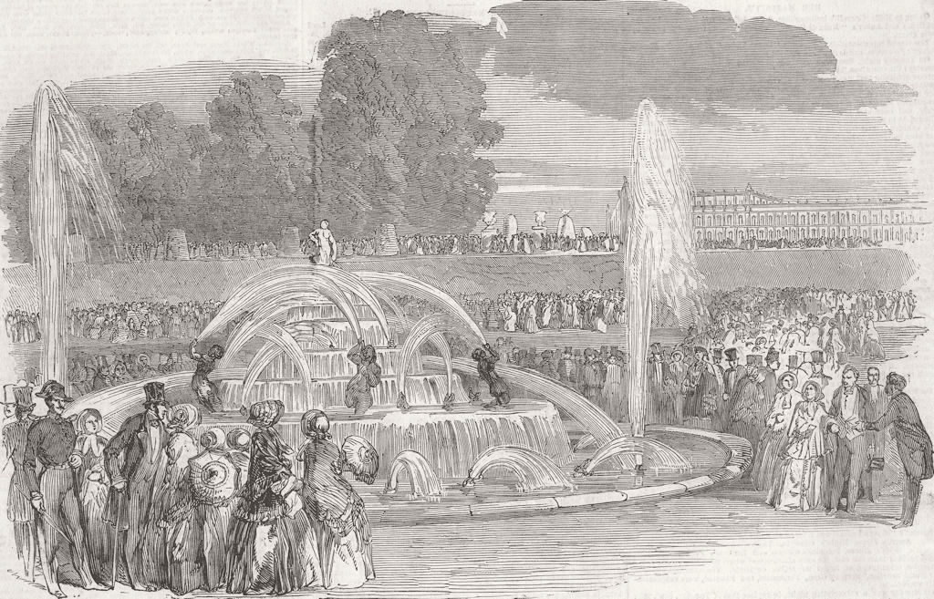 FRANCE. Coup. Versailles-Gdns Eaux-Bassin de Latone 1851 old antique print