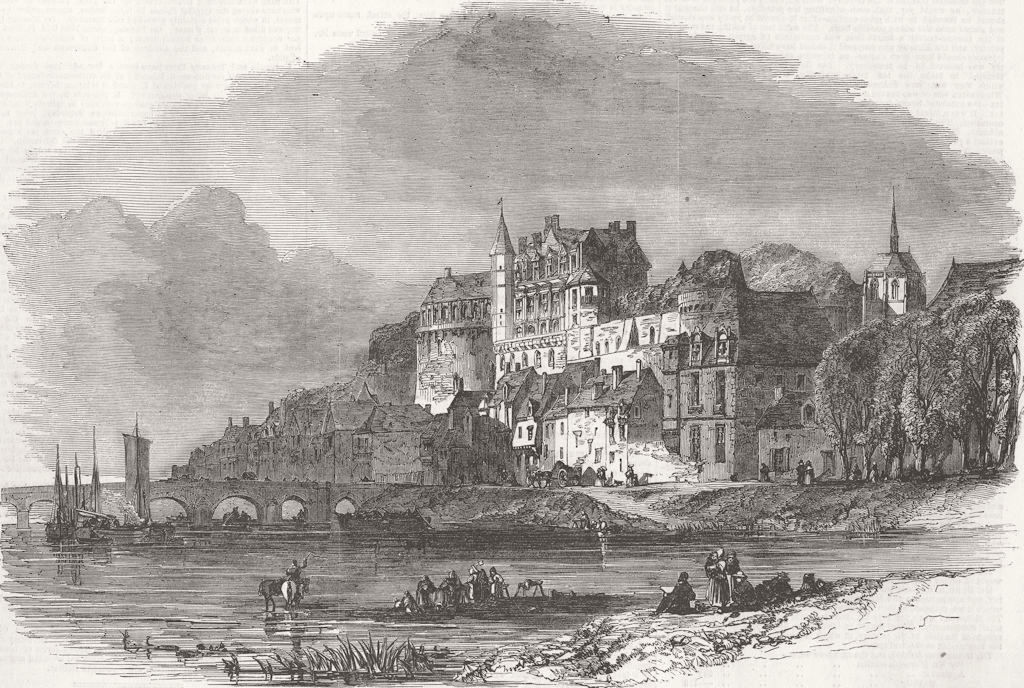LOIRE. Chateau D’Amboise, prison of Abd-el-Kader 1851 old antique print