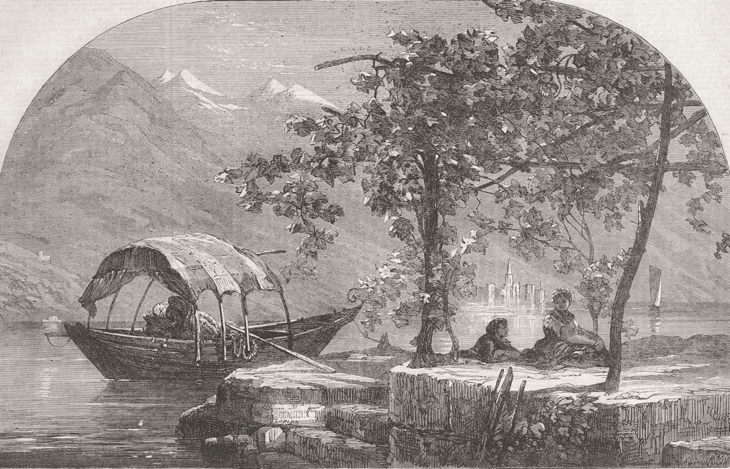 ITALY. Autumn on the Lake Maggiore 1864 old antique vintage print picture