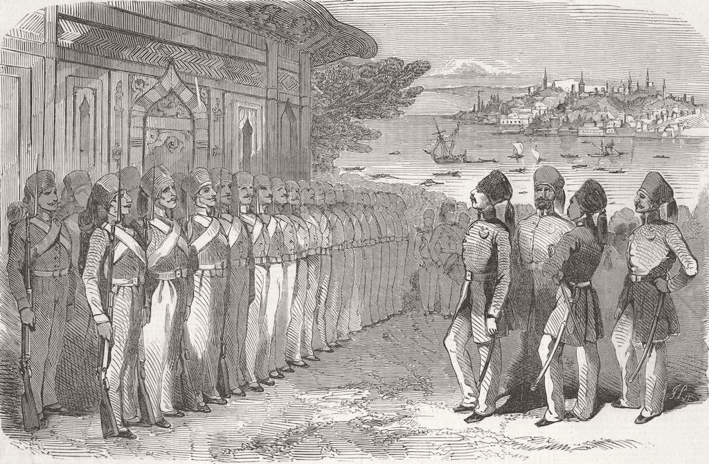Associate Product TURKEY. Turkish troops of drill 1849 old antique vintage print picture