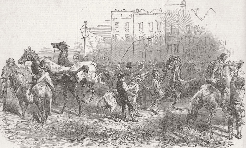 LONDON. Horse-market, Smithfield 1849 old antique vintage print picture