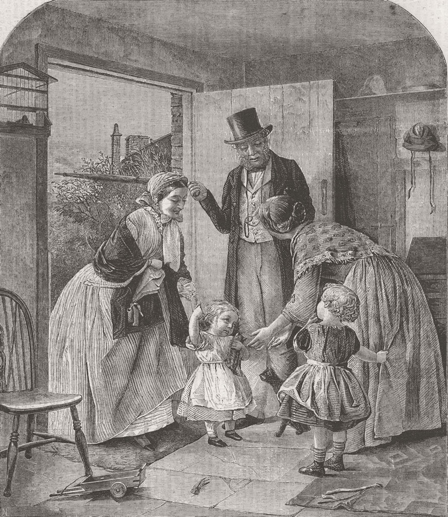 CHILDREN. 1862 int'l Exhibition. Restored 1862 old antique print picture