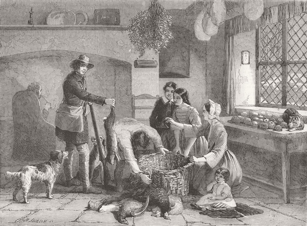 Associate Product CHRISTMAS. Packing hamper 1856 old antique vintage print picture