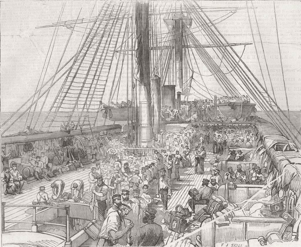 SHIPS. Guards preparing to Disembark 1856 old antique vintage print picture