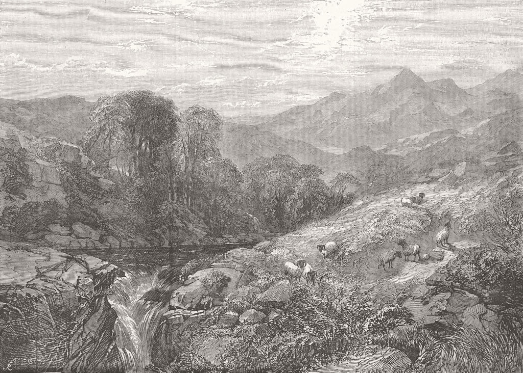 SCOTLAND. Rocky path of mountain burn 1854 old antique vintage print picture