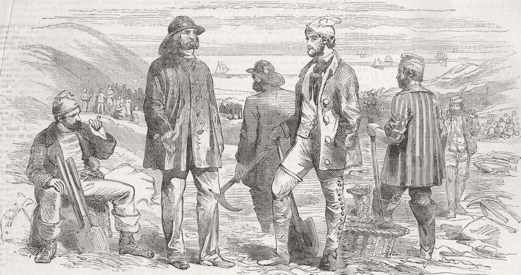 RAILWAYS. Clothing for the Navvies 1855 old antique vintage print picture